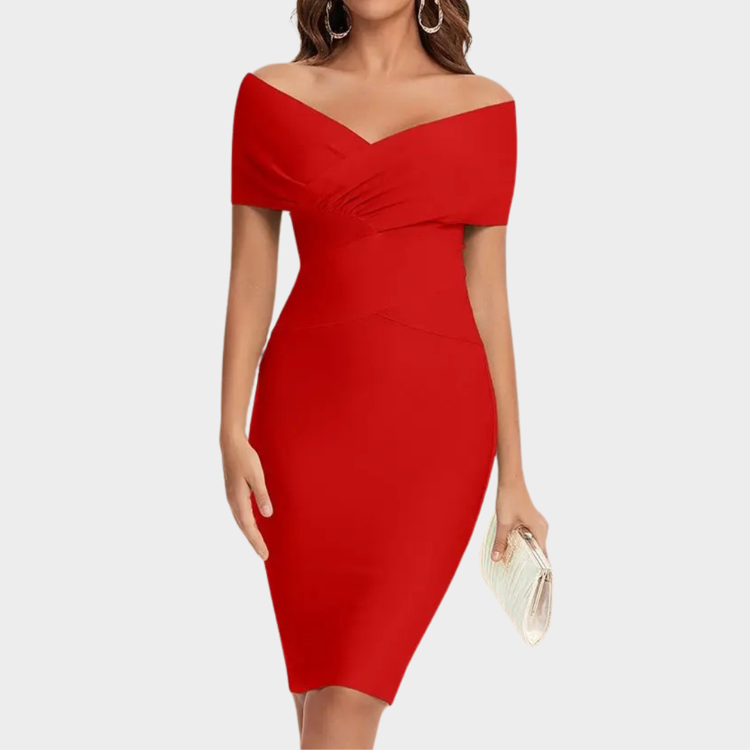 Women's Bodycon Party Dress – Off Shoulder – V-Neck – Bandage Fit – Cocktail Style – Multiple Colours