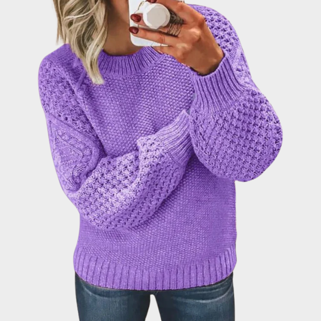 Women's Knitted Sweater – Long Sleeve – Round Neck – Soft Knit – Multiple Colours
