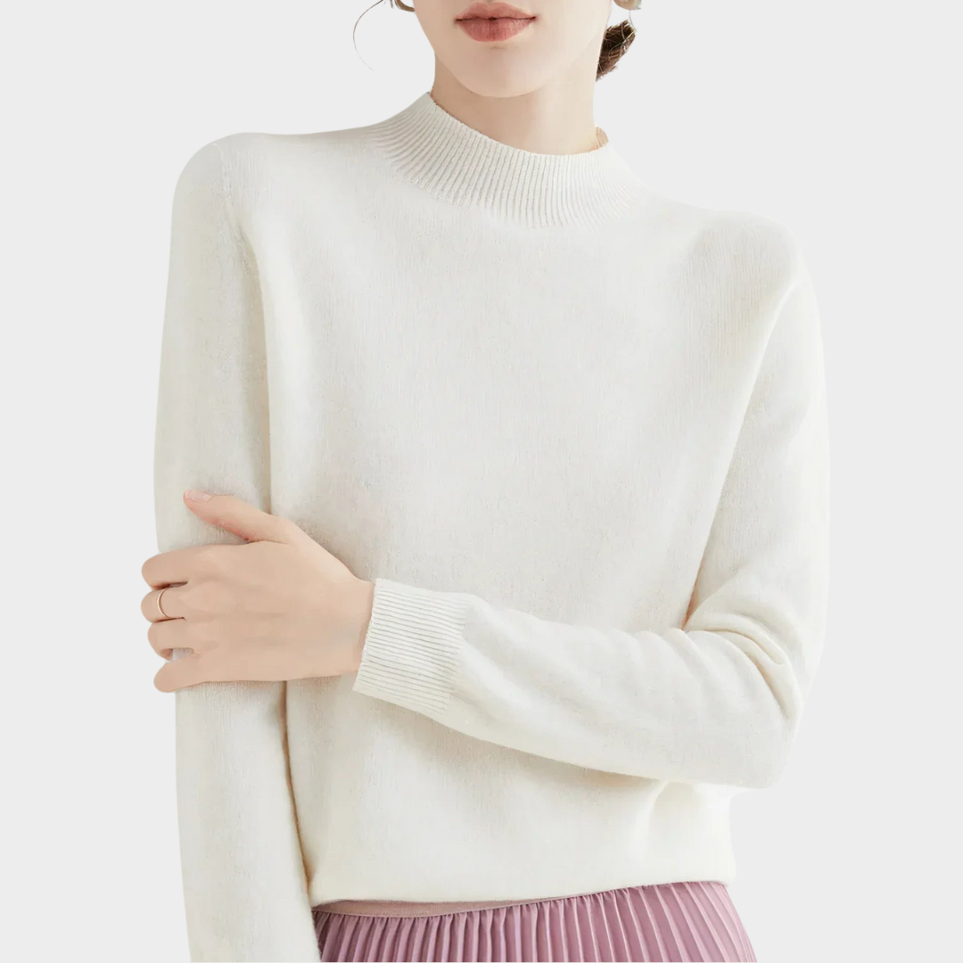 Women's Merino Wool Sweater – 100% Cashmere – Turtleneck – Long Sleeve – Warm & Soft Knit Pullover – Multiple Colours