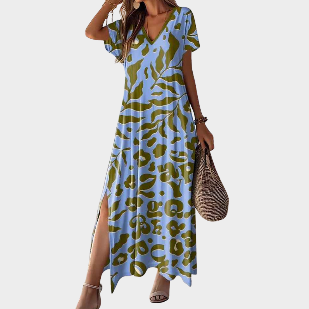 Women's Long Dress – Relaxed Fit with Hawaii-Inspired Printed Style – Multiple Colours