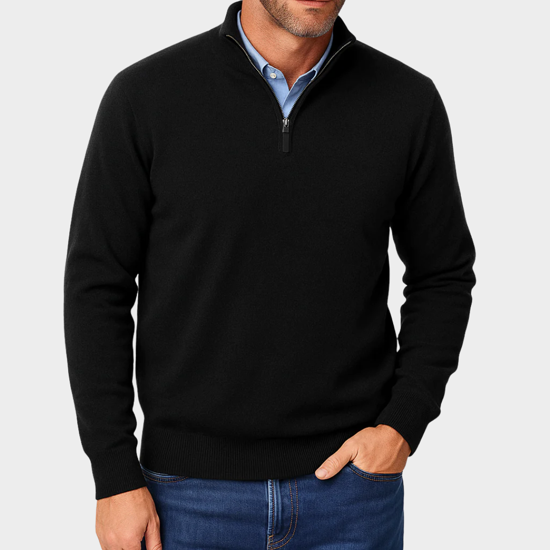 Men Classic Quarter Zip Lightweight Knit Sweater – Slim Fit Breathable Pullover – Soft Knit Texture – Multiple Colours