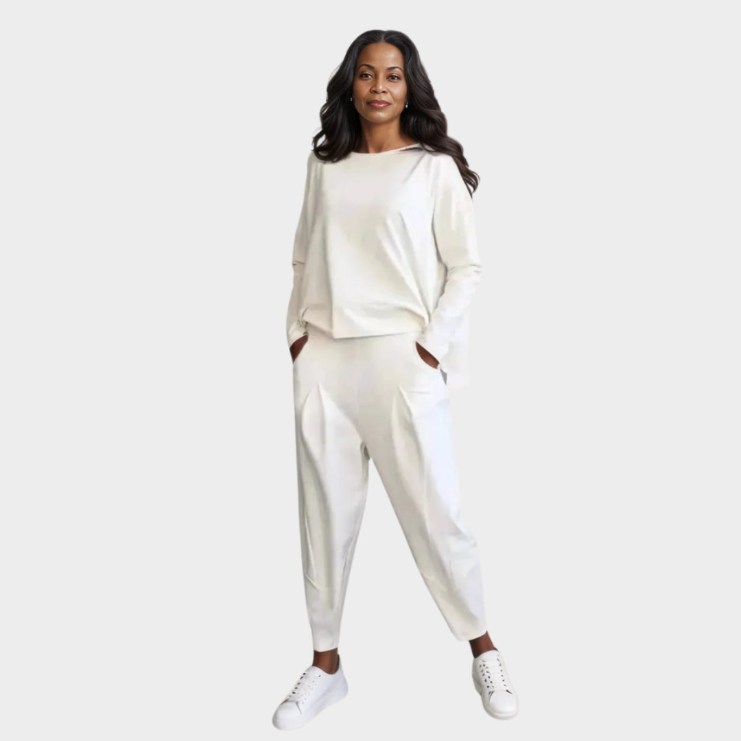 Women's Two-Piece Set Back Lace-Up Top Pocketed Pants Casual Spring Summer Outfit - Pink, Red, and More