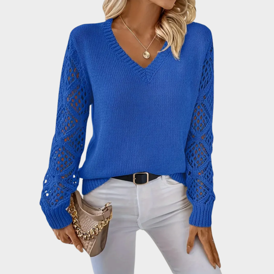 Women's Knit Sweater – V-Neck Pullover – Soft & Comfortable – Multiple Colours