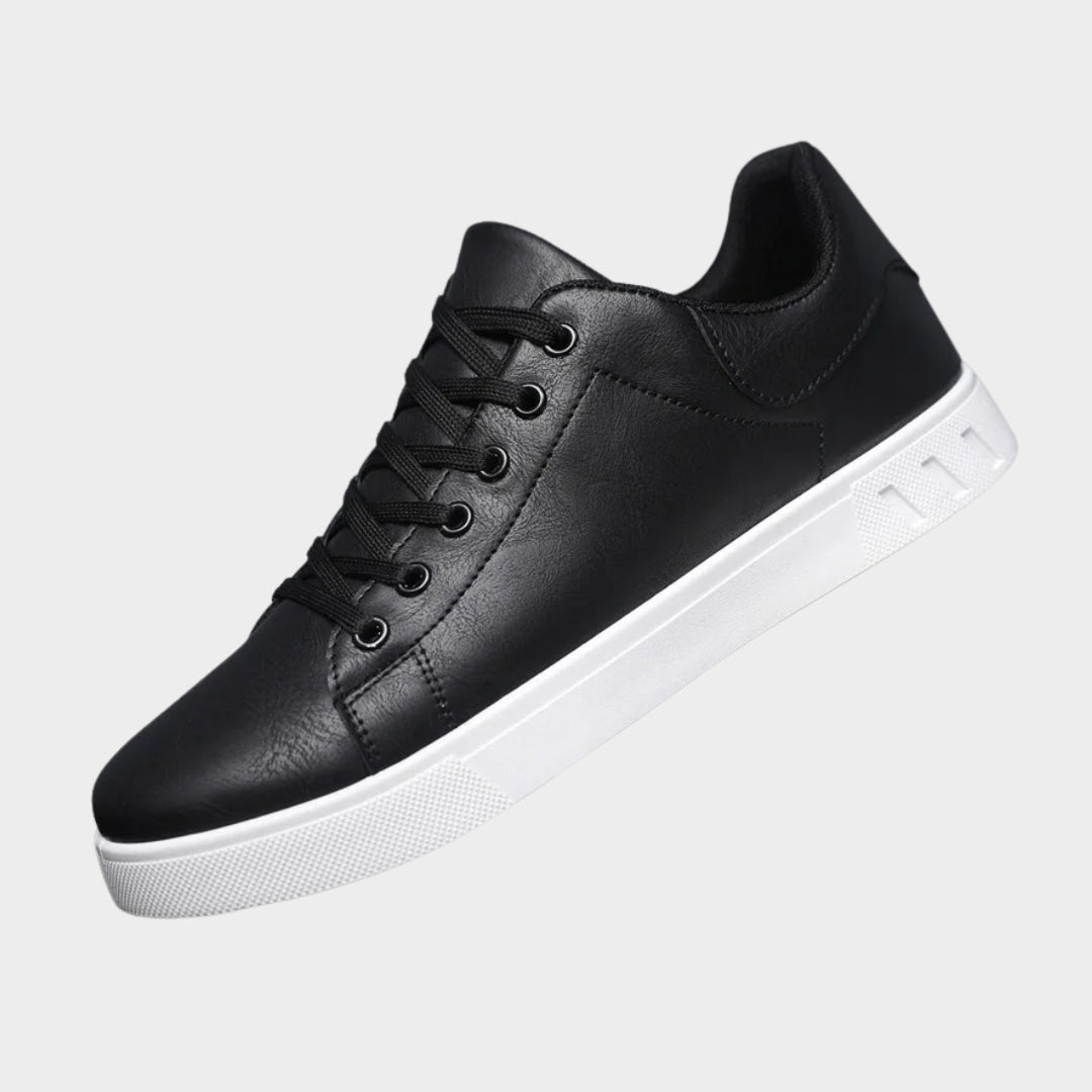 Men's Casual Leather Sneakers – Slip-On Flats – Classic Lace-Up – Brown & Black