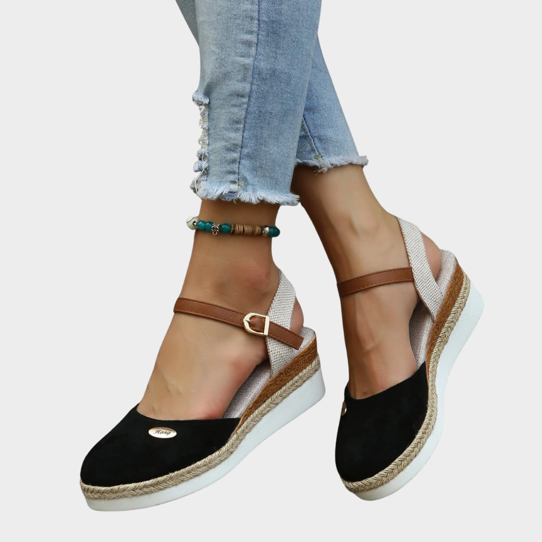 Women’s Closed-Toe Wedge Sandals – Espadrille Platform Fit with Buckle Strap and Gladiator Style – Lightweight Comfortable Design – Multiple Colours