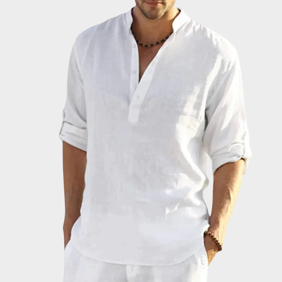 Men's Long Sleeve Linen Shirt – Smart Casual – Lightweight & Breathable – Multiple Colours