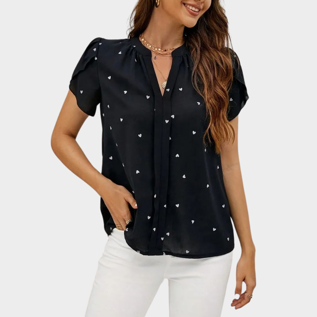 Women's V-Neck Blouse – Elegant Shirt – Stylish Button-Up – Lightweight Fabric – Multiple Colours