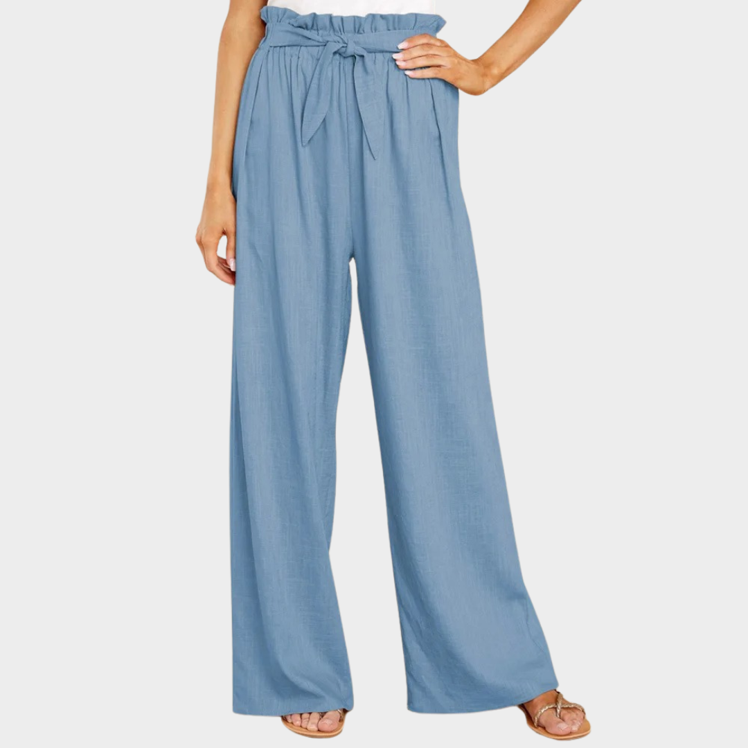 Women's Loose Fit Cotton Trousers – Elastic Waist – Casual Style – Multiple Colours