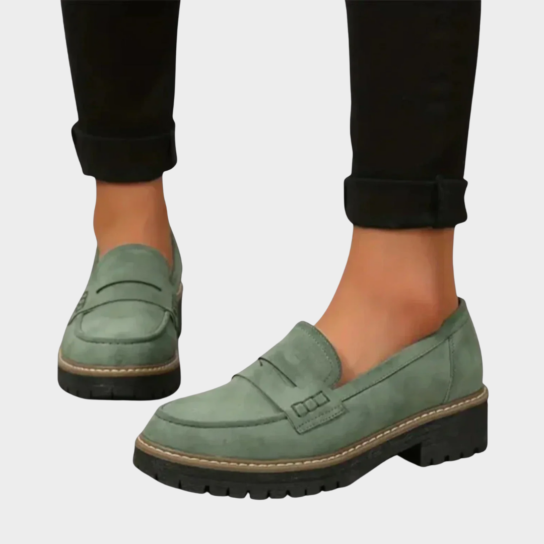 Women Loafers – Sophisticated Chunky Sole Slip On Shoes – Classic Comfortable Fit with Contrast Stitching – Versatile Smart Casual Footwear – Multiple Colours