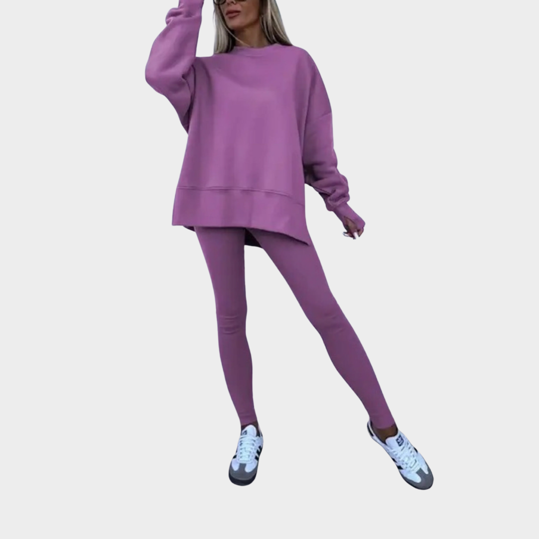 Women Casual Two-Piece Tracksuit – Long Sleeve Sweatshirt and Pants Set – Relaxed Fit Comfort – Multiple Colours