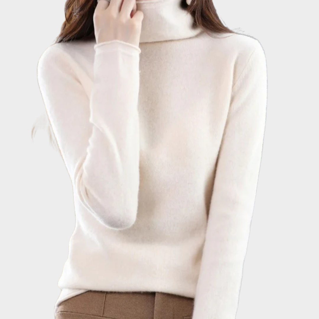 Women High Collar Knitted Top – Wool Blend Loose Fit Base Shirt – Casual Comfortable Design – Multiple Colours