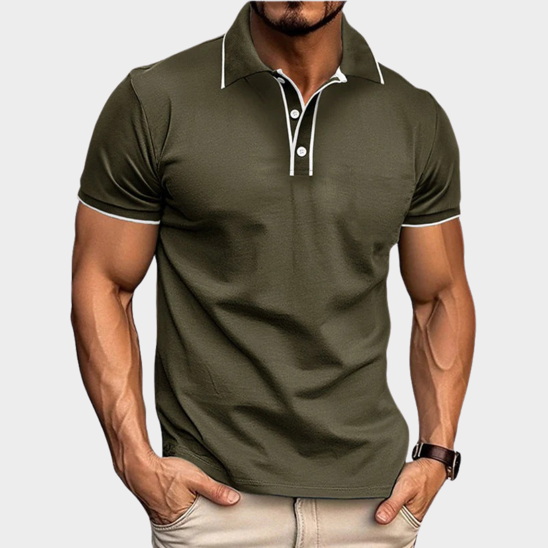 Men's Polo Shirt – Athletic Fit Short Sleeve with Cotton Blend and Piping Detail – Multiple Colours