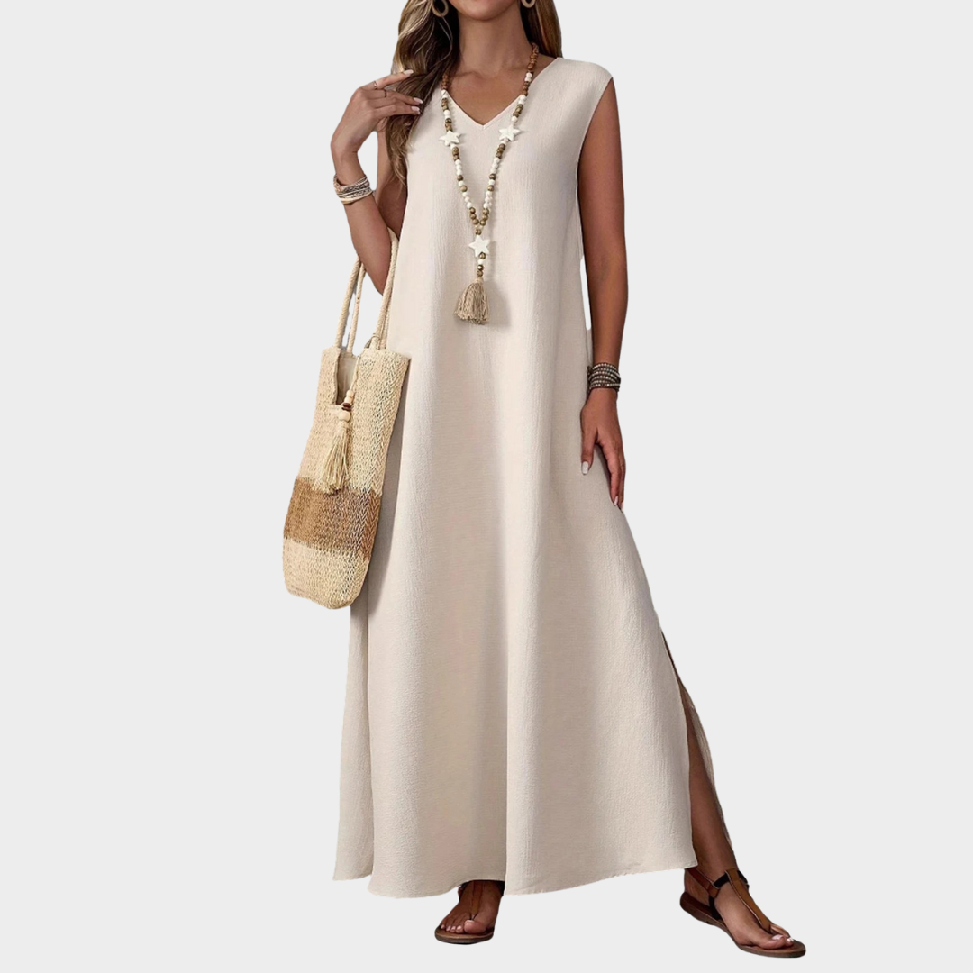 Women Casual Beach Dress – V-Neck – Loose Fit – Tank Top Style – Soft Material – Multiple Colours