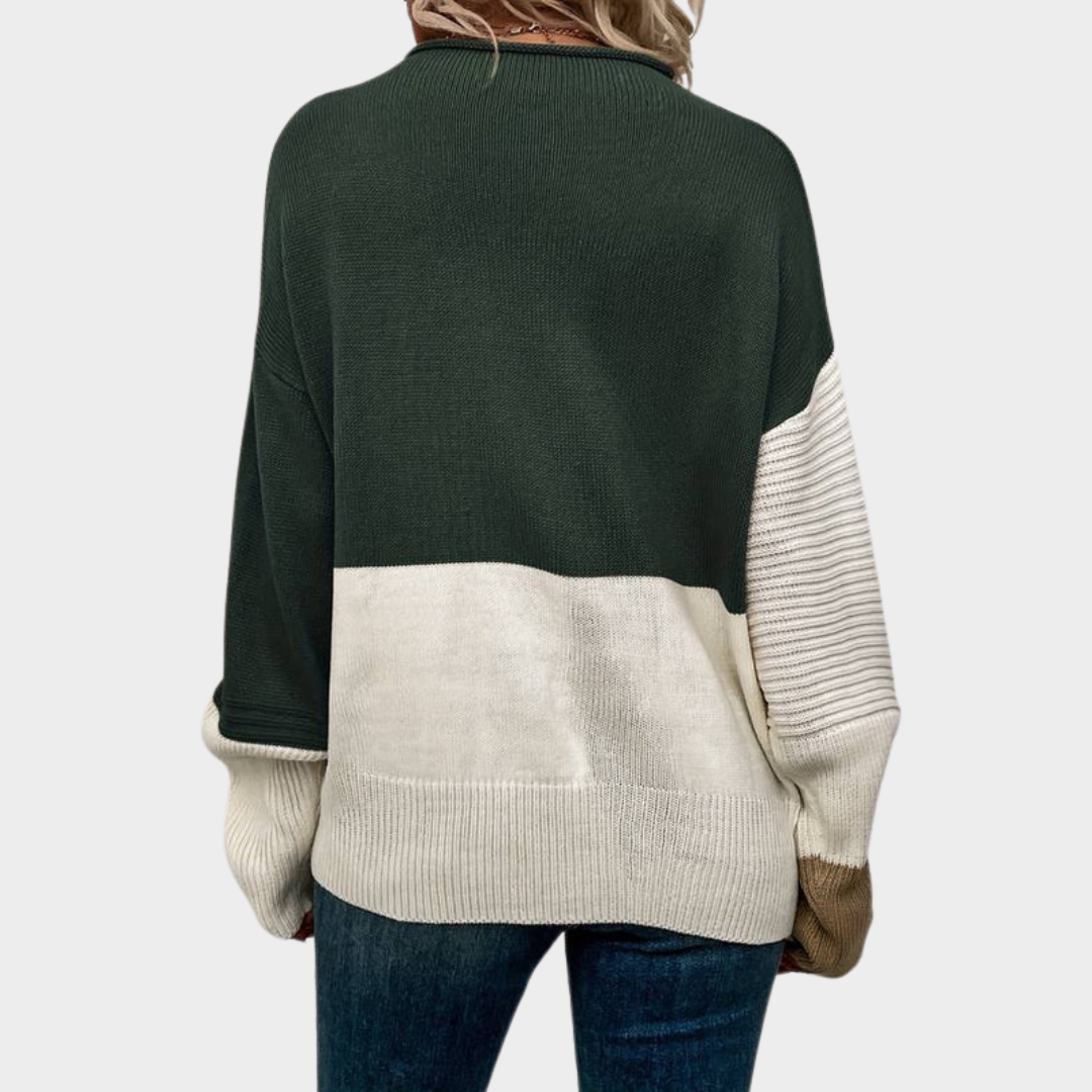 Women's Color Block Sweater – Knitted Pullover – Soft & Stylish – Modern Design – Multiple Colours