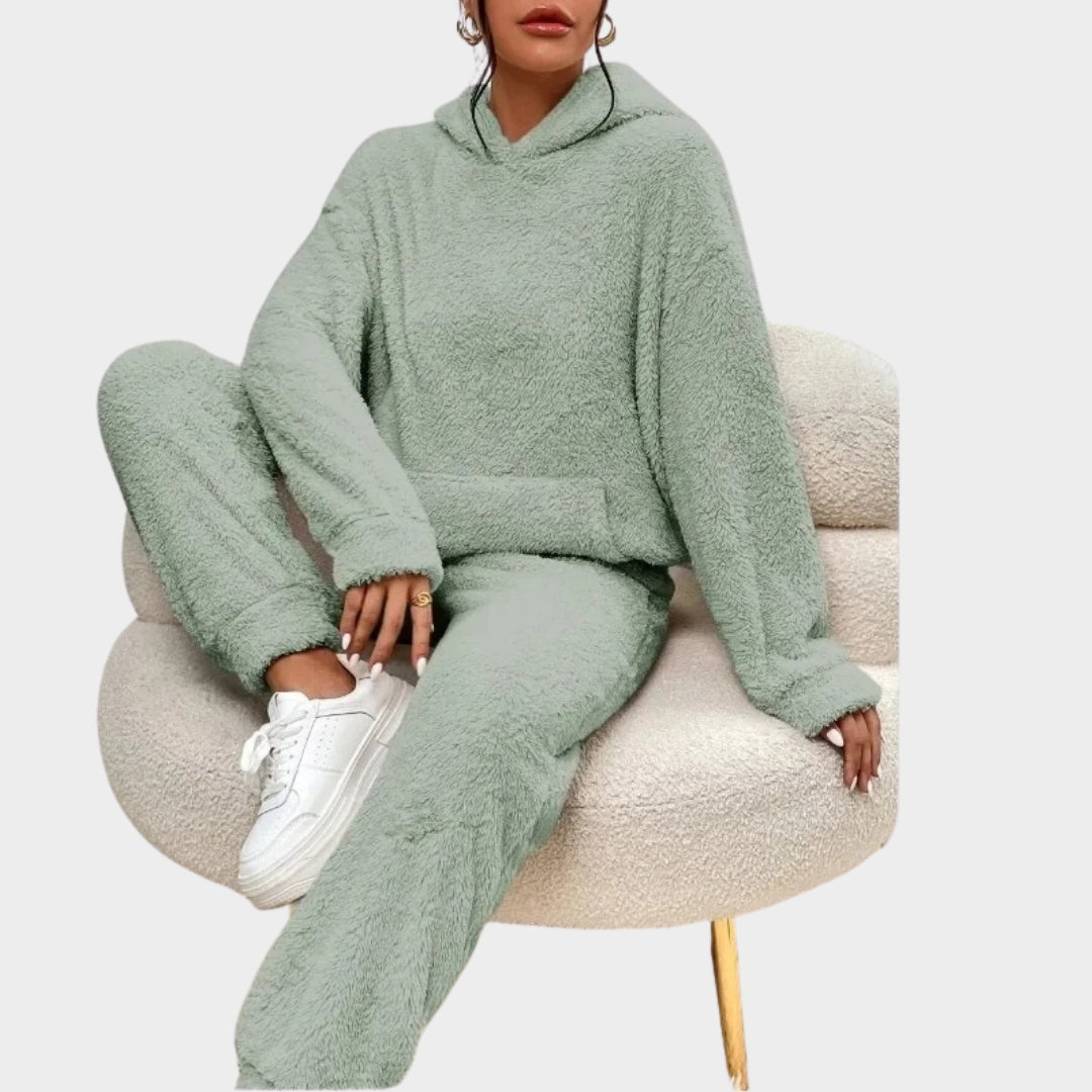 Women's Plush Two-Piece Lounge Set – Hoodie & Pants – Soft Fleece – Multiple Colours