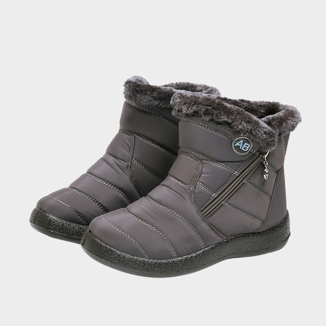 Women’s Waterproof Winter Boots - Soft Fur Lined, Comfortable Zipper Shoes, Grey, Black, Blue, Red, Brown