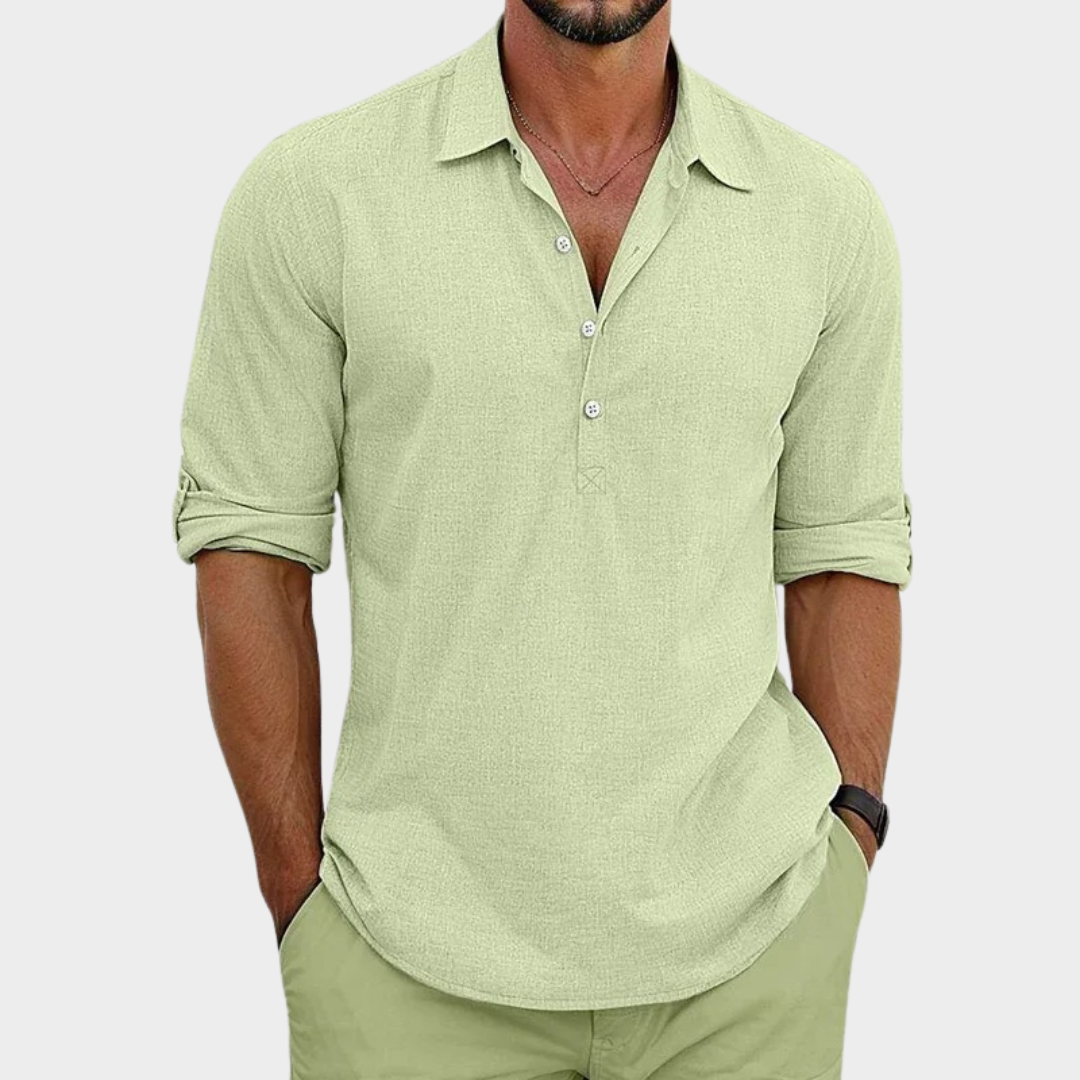 Men’s Loose Fit Long Sleeve Polo Shirt – Classic Collar Cotton Blend – Multiple Colours