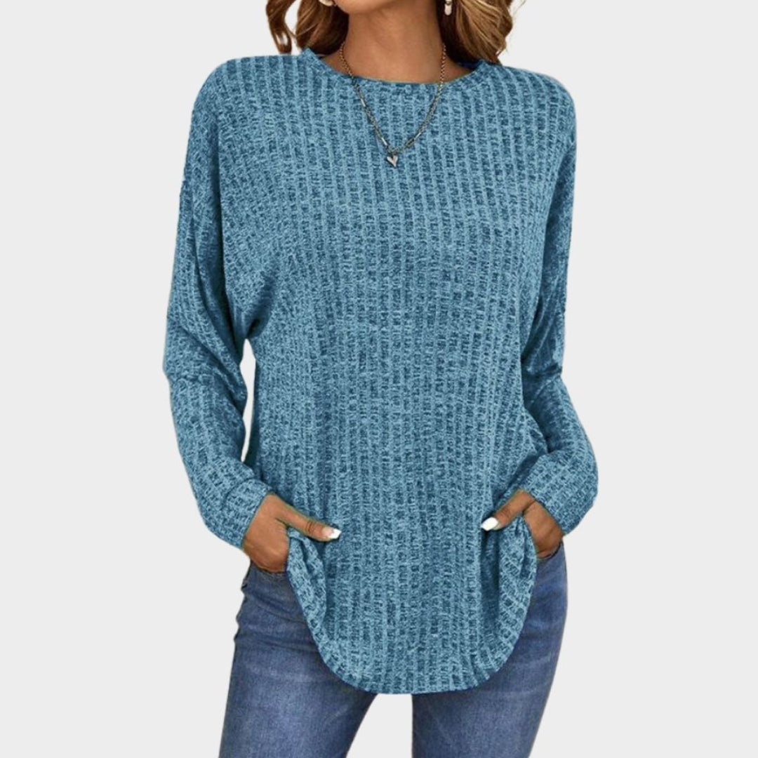 Women's Oversized Long Sleeve T-Shirt - Casual Cotton Tunic Top, Streetwear (Khaki, Black, Blue, and More)