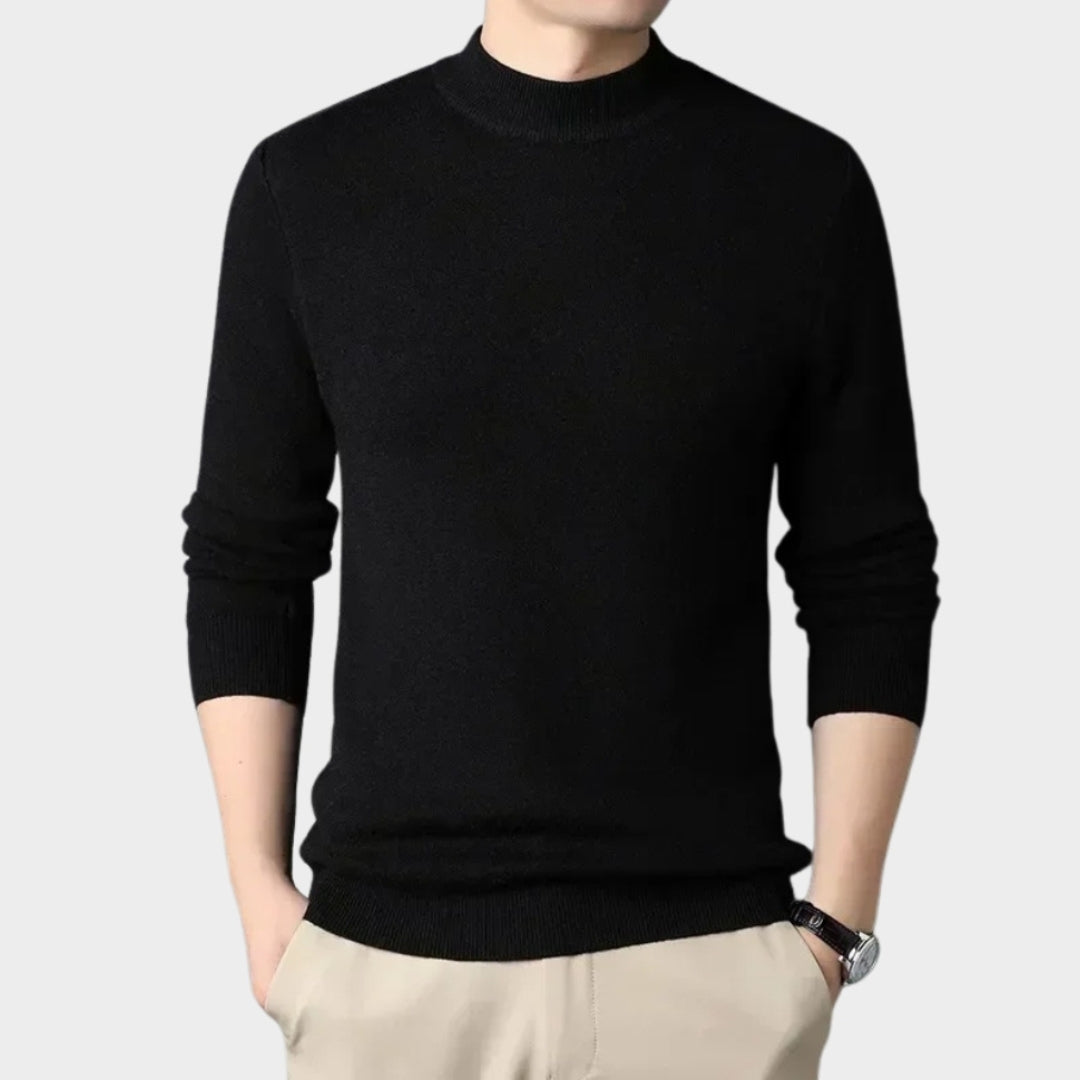 Men's Cashmere Knitted Sweater – Half Turtleneck Slim Fit - Multiple colours