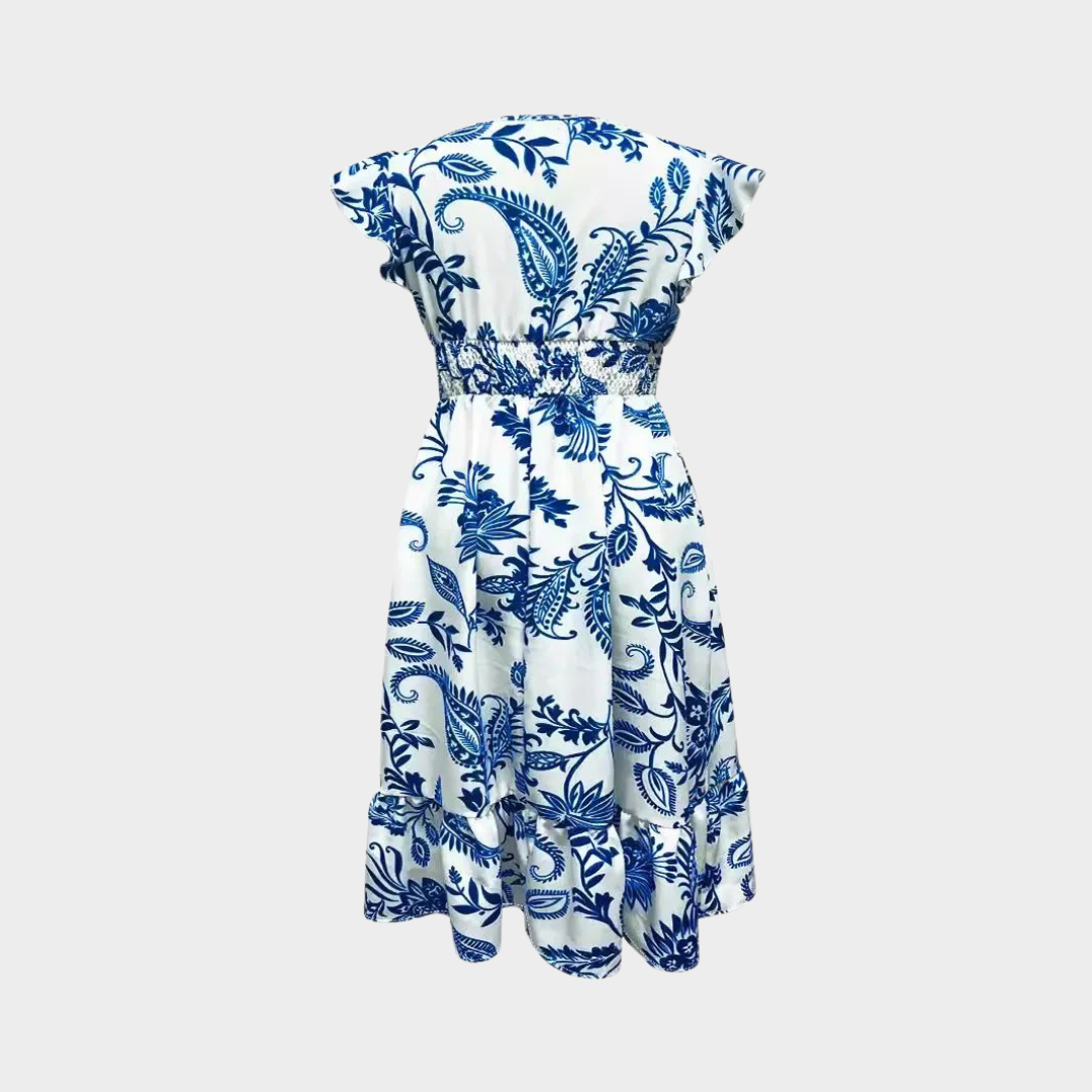 Women's Elegant Ruffle Sleeve Dress – Flattering A-Line Fit – Soft & Breathable Fabric – Blue