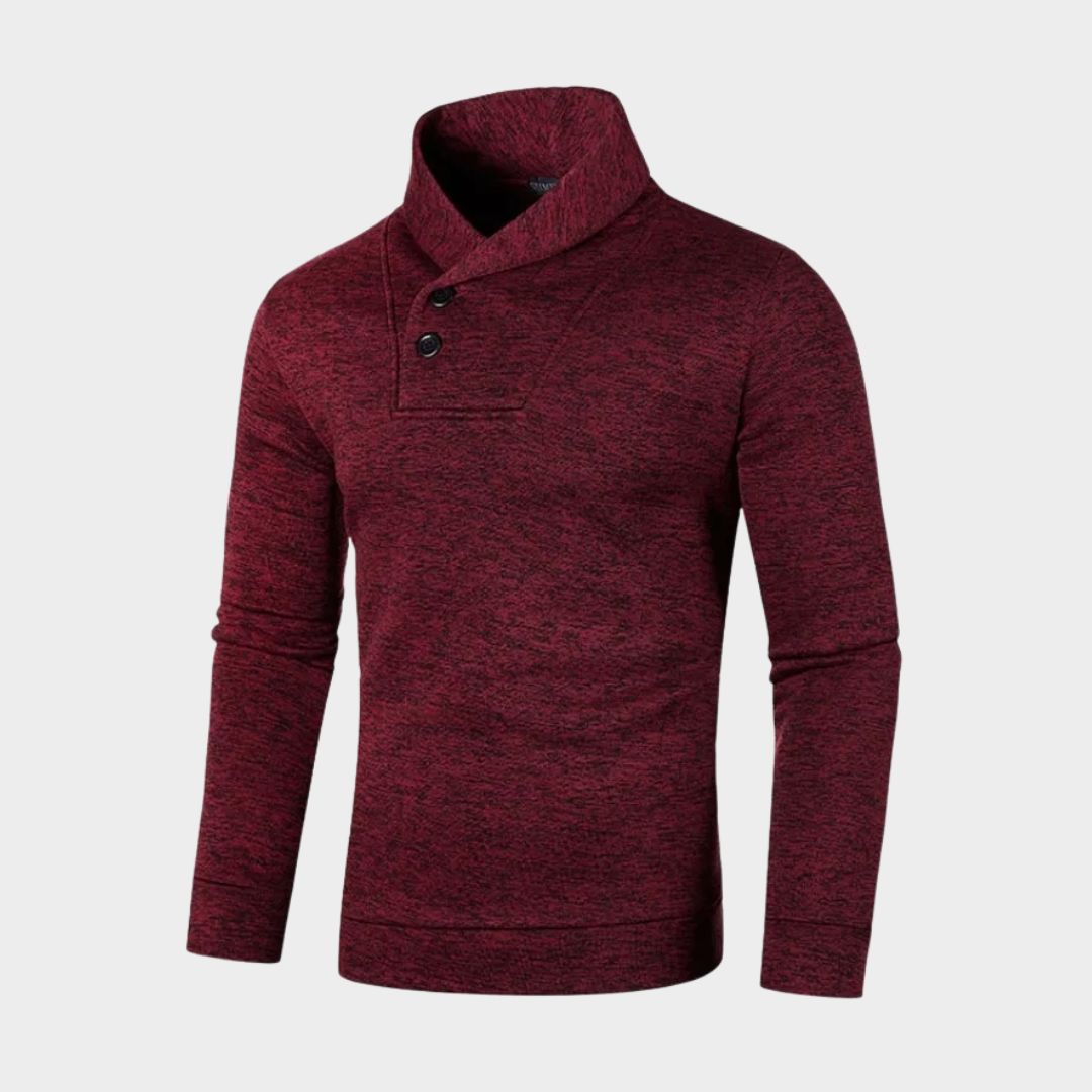 Autumn Men's Half Turtleneck Sweater – Button Neck Slim Fit Warm Winter Pullover (Black, Navy Blue, and More)