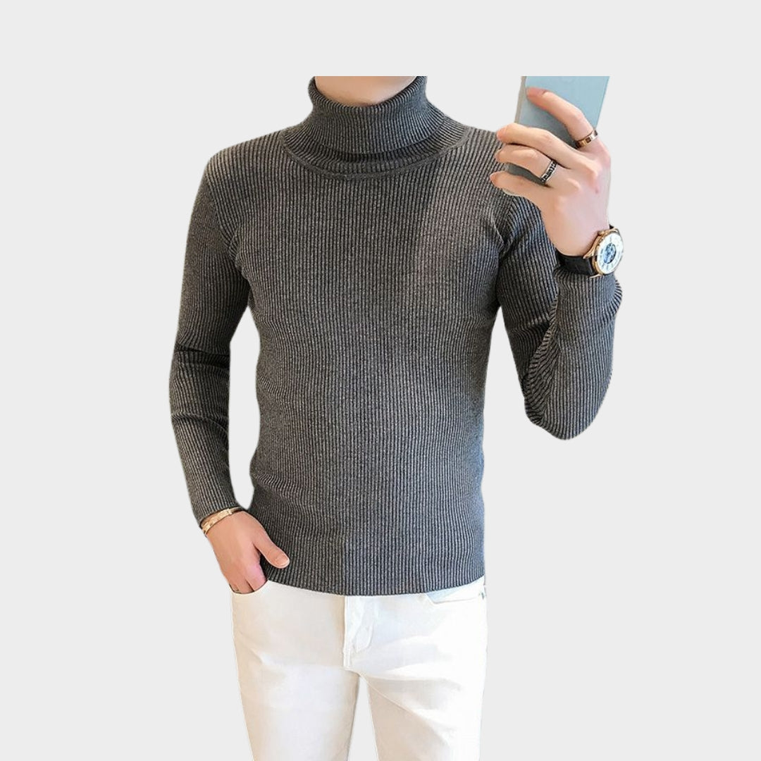 High-End Knitted Pullover Sweater for Men – Half Turtleneck Winter Wool Sweater (White, Black, Blue, Grey)
