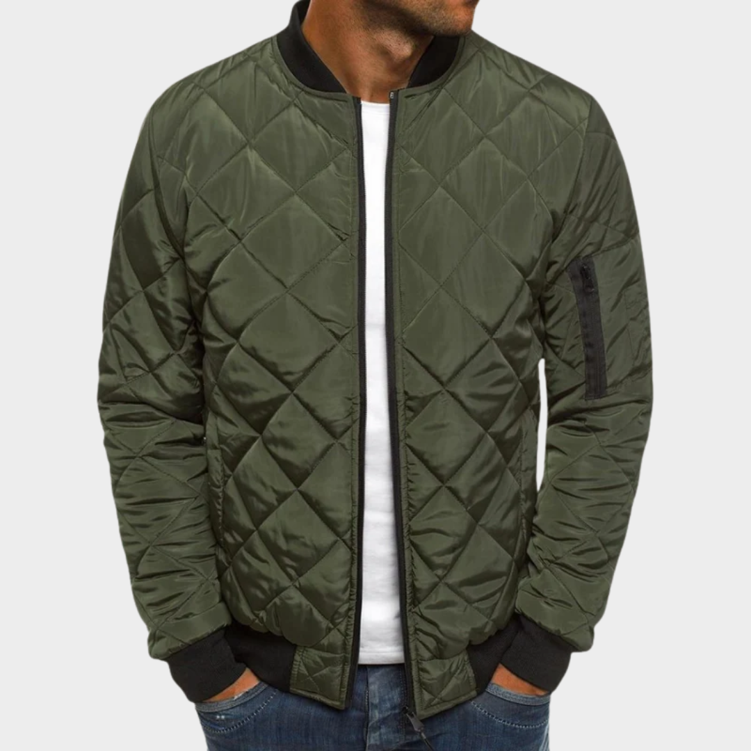 Men's Loose Fit Cotton Jacket – Solid Colour Coat with Argyll Padded Design – Warm Comfortable Outerwear – Multiple Colours