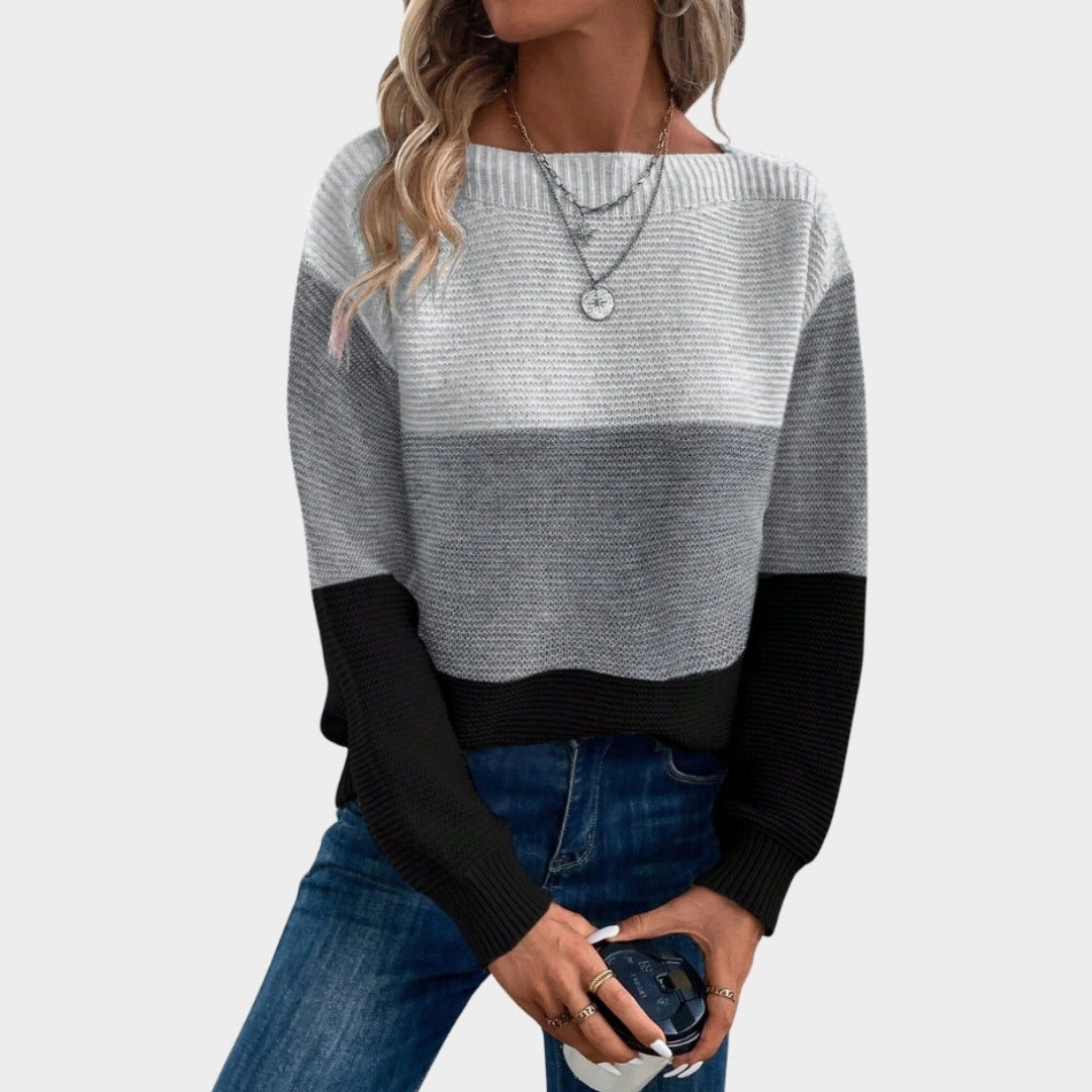 Elegant Patchwork Women’s Sweater - Loose Fit, Knitted Autumn Winter Tops, Gold, Black, and More