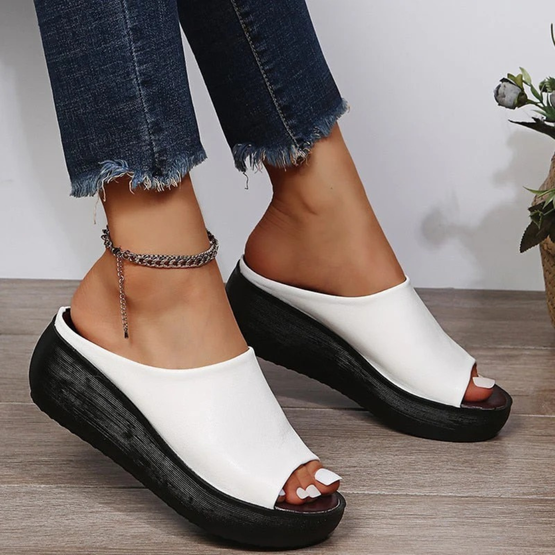 Women Retro Wedge Sandals – Fish Mouth Open Toe – Thick Bottom – High Heels – Multiple Colours