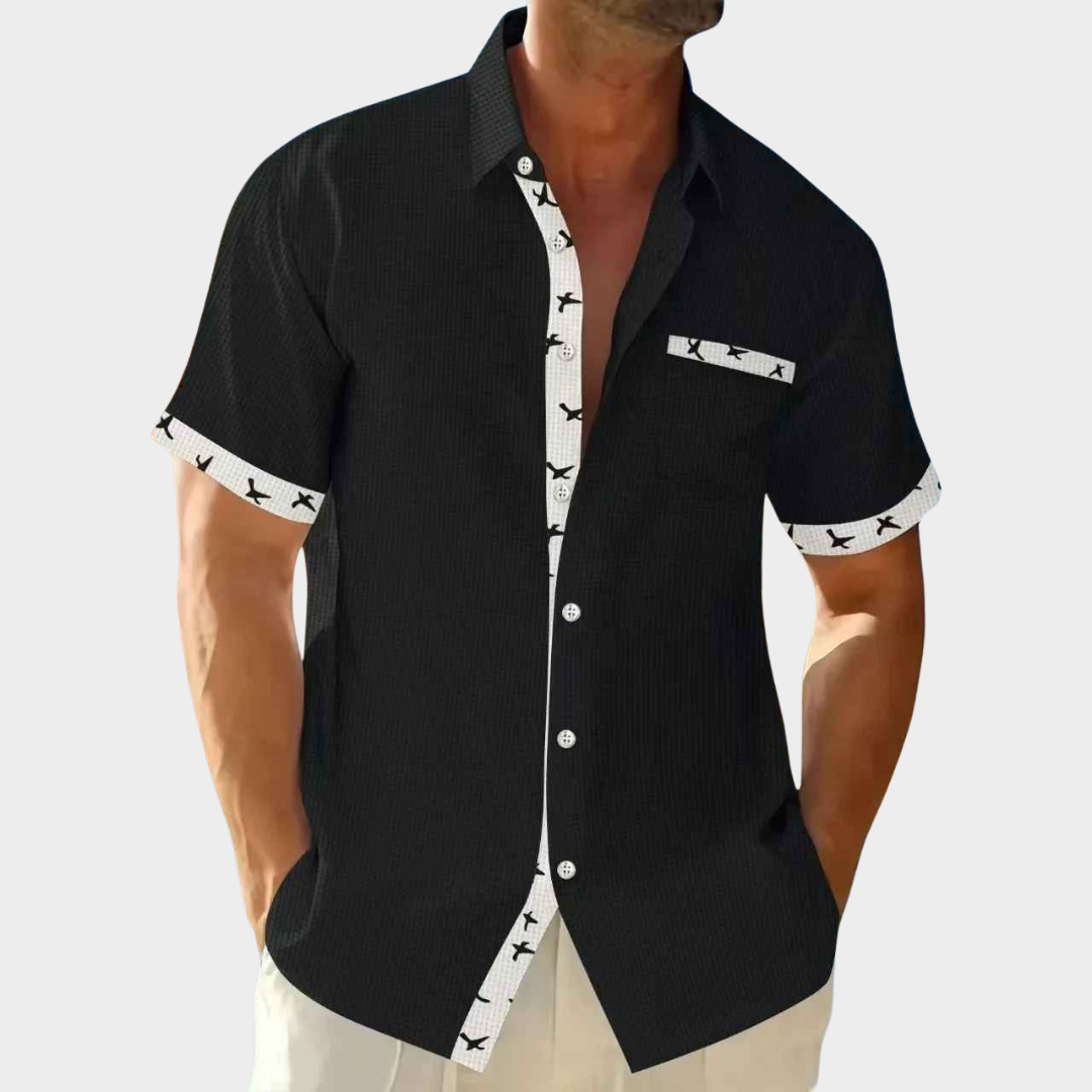 Men's Shirt – Short Sleeve Open Cardigan Style Waffle Texture with Pocket – Multiple Colours