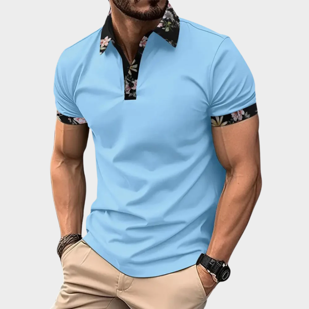 Men’s Short Sleeve Polo Shirt – Solid Colour Classic Pullover with Mosaic Design – Breathable and Comfortable Fit – Multiple Colours