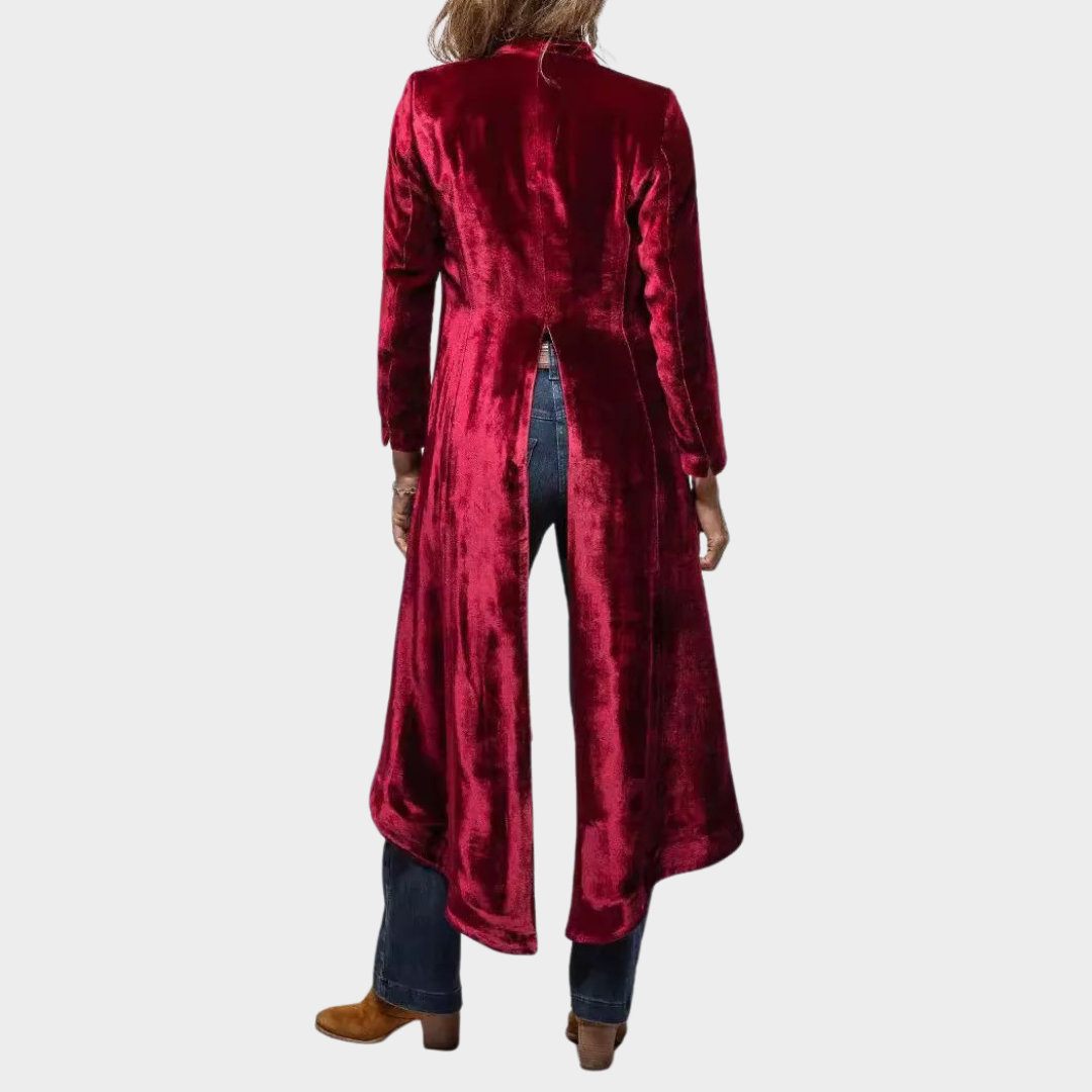 Women’s Velvet Long Cardigan Coat – Split Hem – Loose Fit – Elegant & Stylish – Multiple Colours