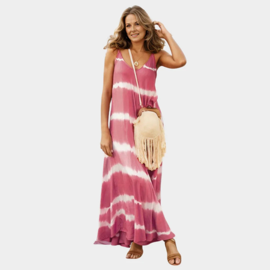 Women's Solid-Colored Casual Summer Dress – V-Neck, Short Sleeves, Relaxed Fit (Grey, Purple, Pink, and More)