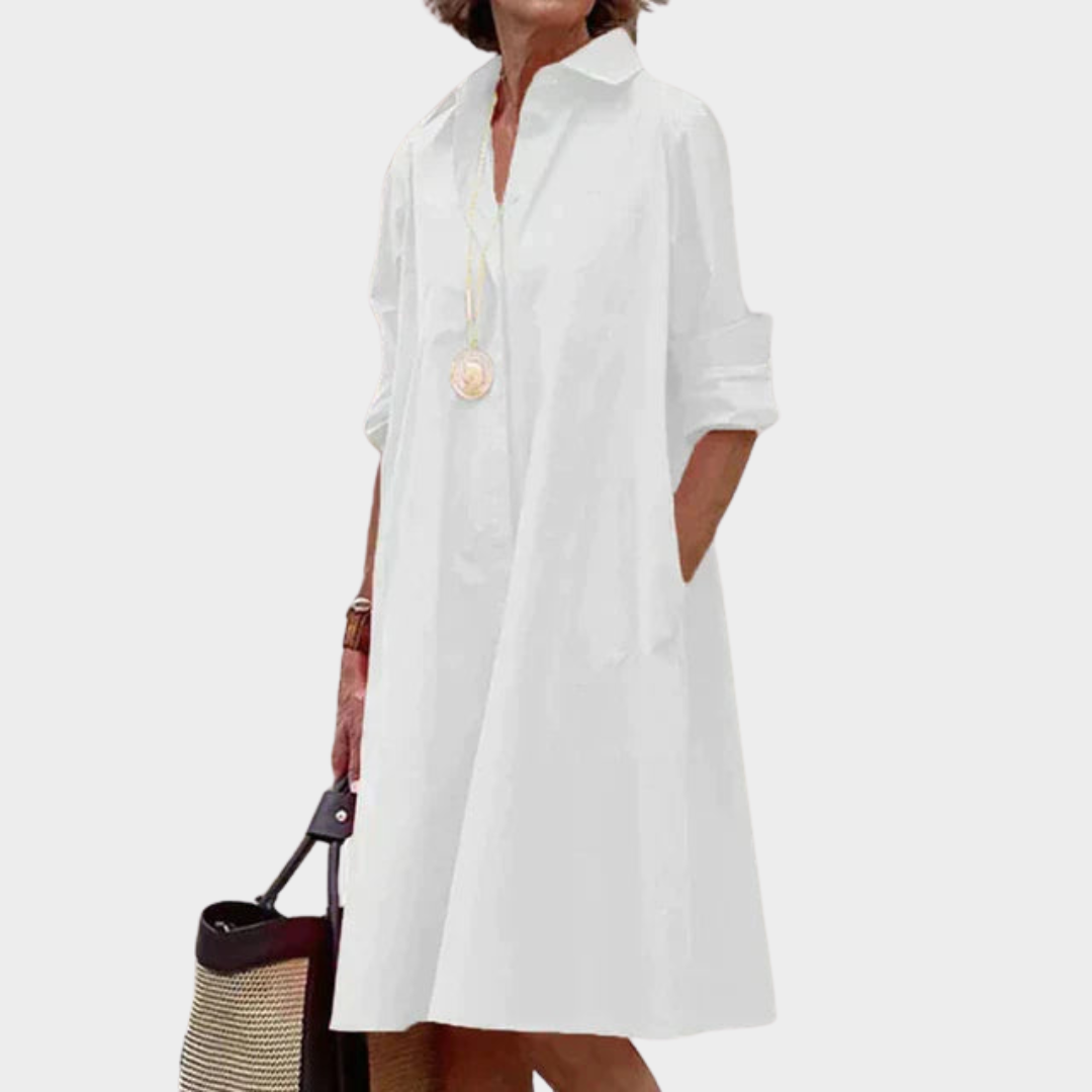 Women's Long Shirt Dress – Button-Up – Loose Fit – Lightweight Cotton – Multiple Colours