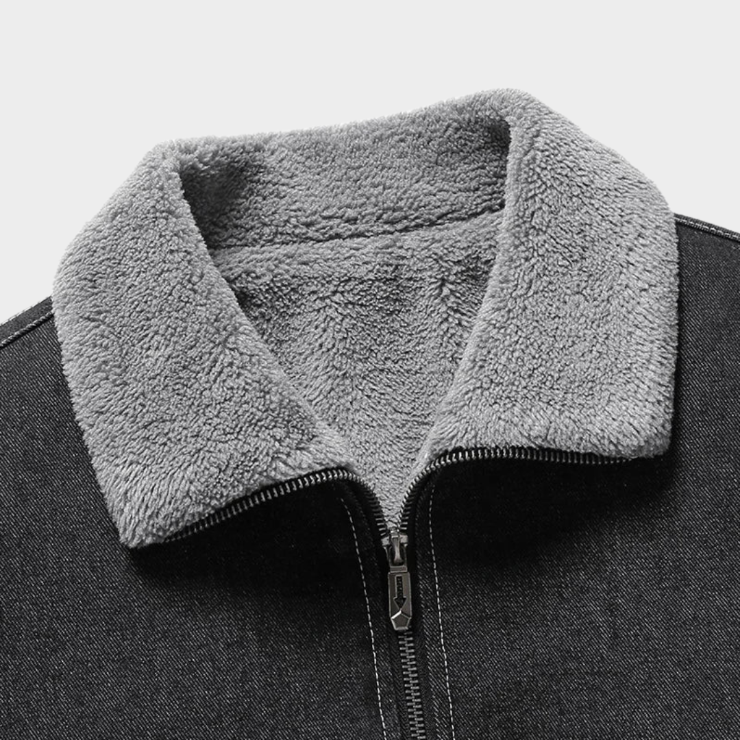 Men’s Denim Jacket – Fur Collar – Warm & Stylish – Solid Color – Casual Outerwear – Multiple Colours