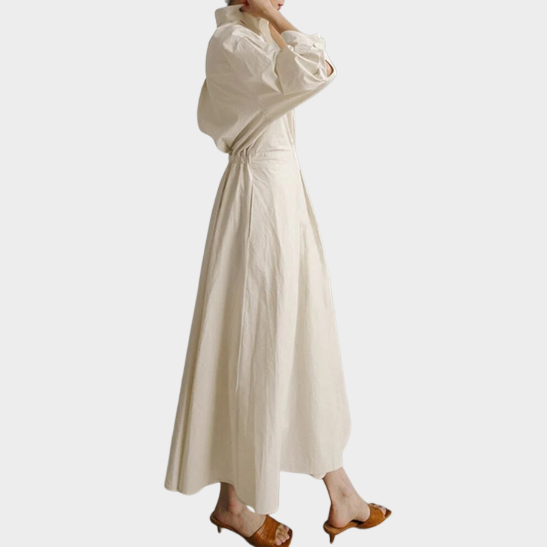 Women’s Loose A-Line Polo Collar Dress – Elegant Nine Sleeve Swing Fit – Lightweight and Flowy – Multiple Colours