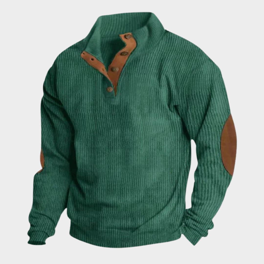 Men’s Pullover Sweatshirt – Corduroy Fabric – Stand Collar – Long Sleeves – Casual Fit – Multiple Colours