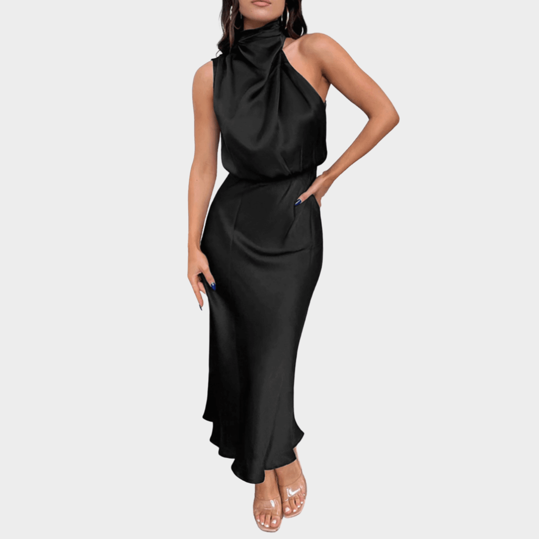 Women's Sleeveless Satin Dress – High-End Silk Feel – Elegant Socialite Style – Lightweight Evening Gown – Multiple Colours