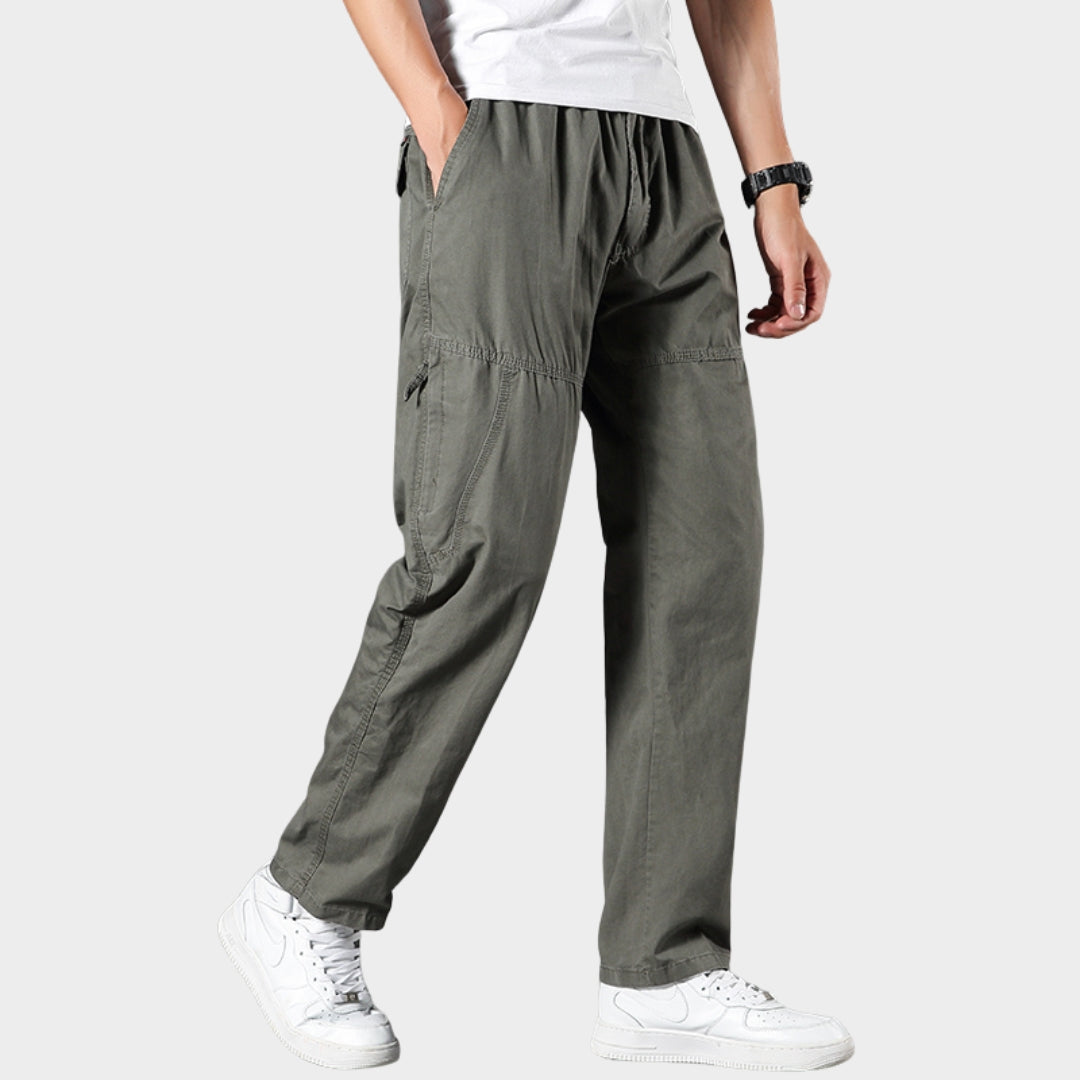 Men's Cargo Joggers - Elastic Waist - Multi-Pocket Design - Casual & Durable Work Trousers