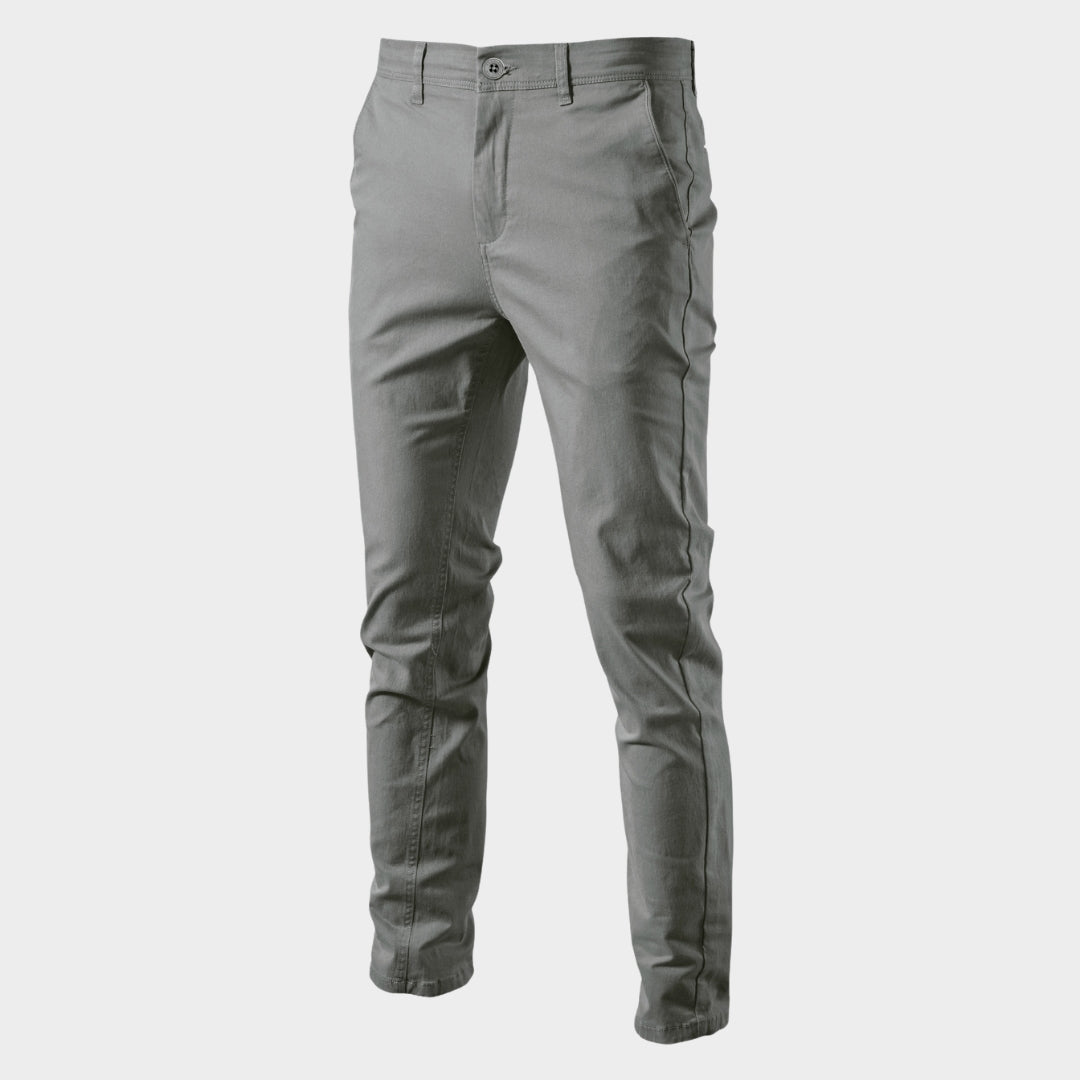 Men's Slim Fit Cotton Trousers - Stretch Fabric - Lightweight & Breathable - Business Casual - Multiple Colours