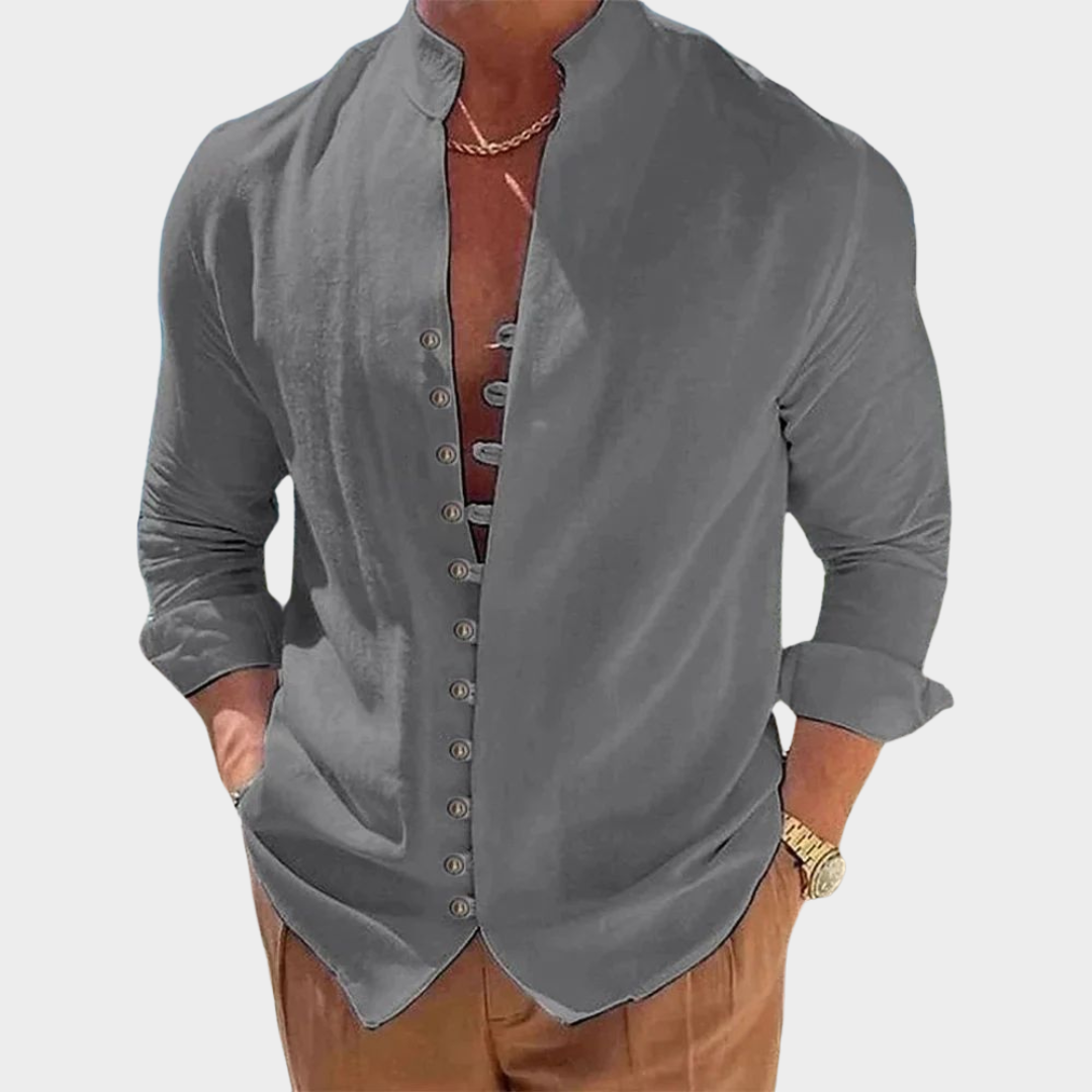 Men’s Casual Long Sleeve Shirt – Button-Up – Relaxed Fit – Solid Colour – Soft Fabric – Multiple Colours