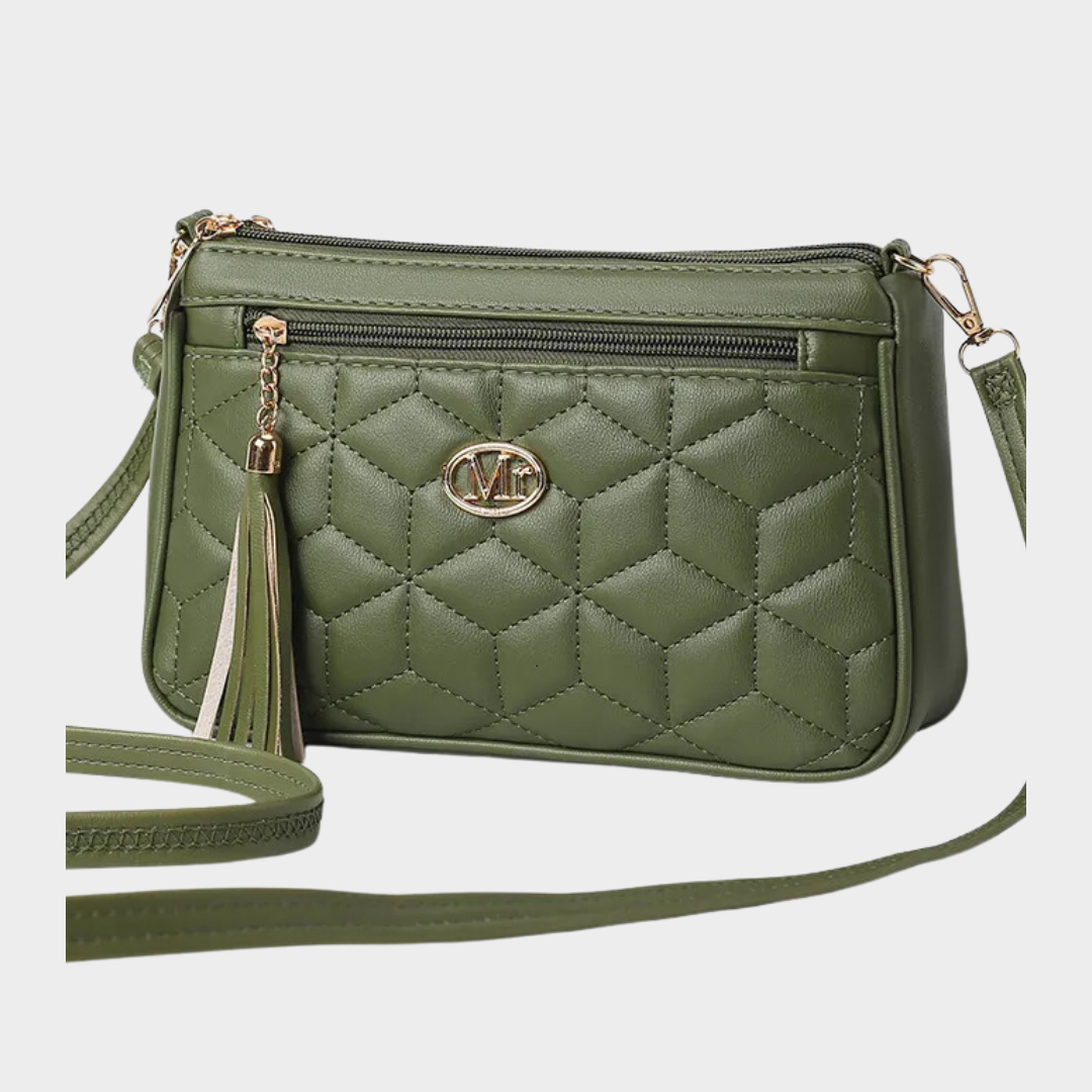 Double Zipper Crossbody Bag for Women - Fashion PU Shoulder Bag with Tassel Detail in Multiple Colors