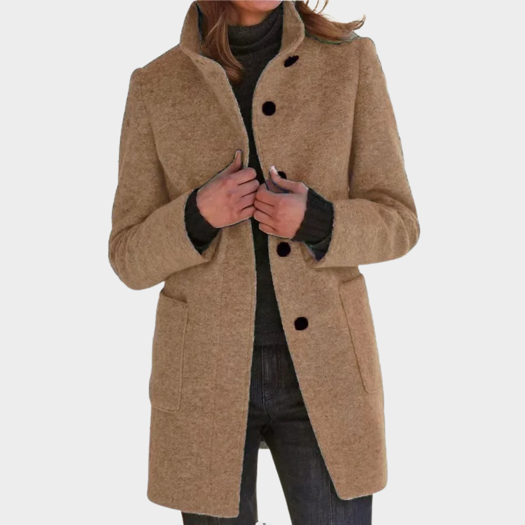 Women Long Sleeve Coat Jacket – Solid Color Single Breasted Outerwear – Classic Tailored Fit – Multiple Colours