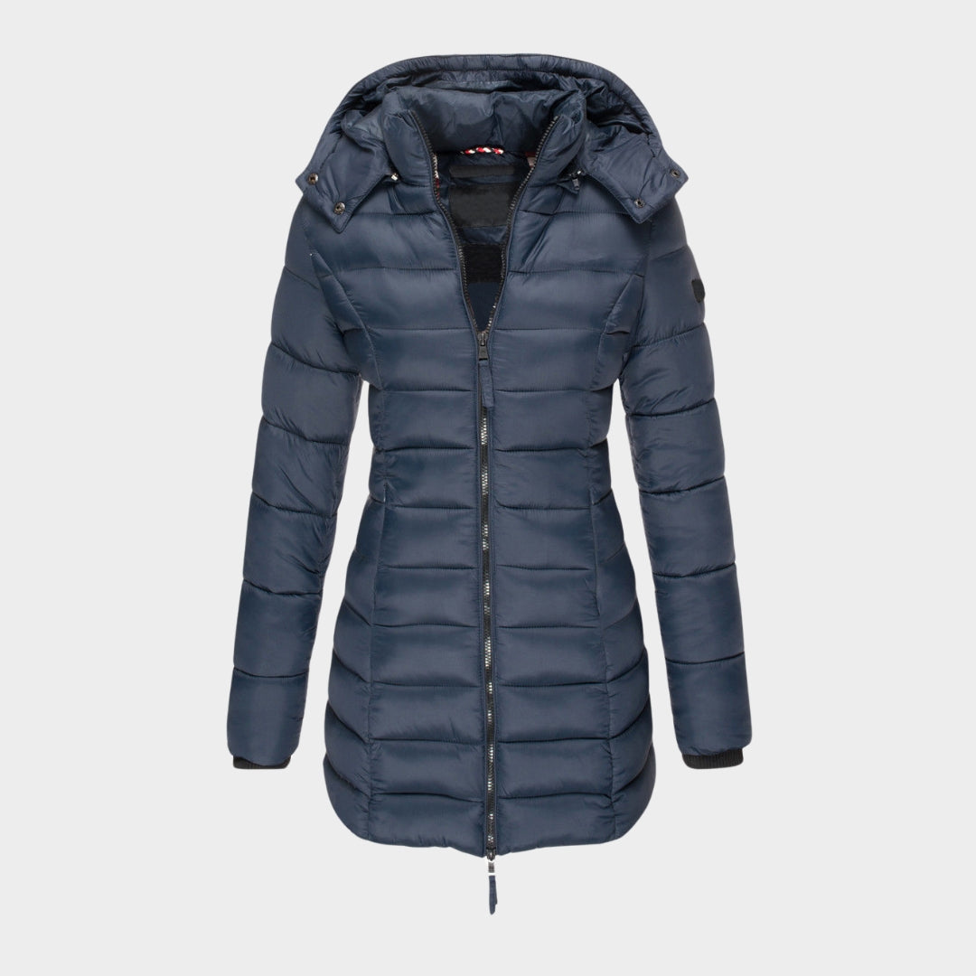 Women’s Cotton Padded Winter Coat - Slim Hooded Parka with Zipper, Warm Long Sleeve Jacket, Army Green, Black, and More