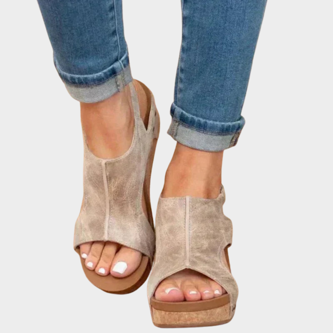 Women's Wedge Sandals – Peep Toe – Buckle Strap – Leopard Print – Platform Sole – Casual & Stylish – Multiple Colours
