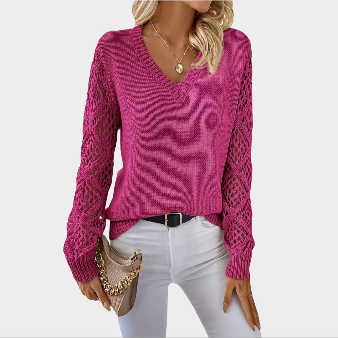 Women’s V-Neck Knitted Sweater - Solid Colors, Casual Fit, Autumn Fashion, Multiple Colors