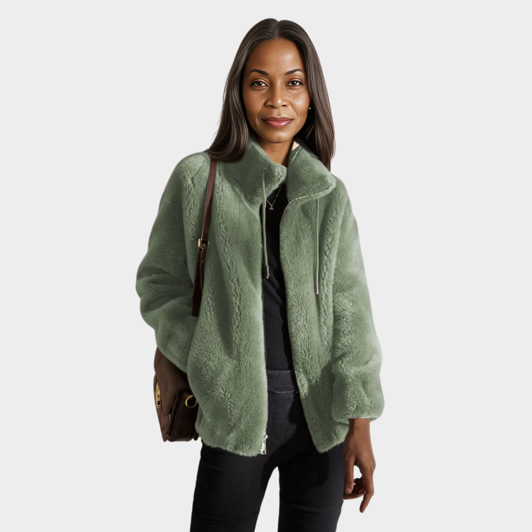 Women’s Jacket – Double-Sided Velvet, Stand-Up Collar, Zip Closure, Winter Fleece, Multiple Colors