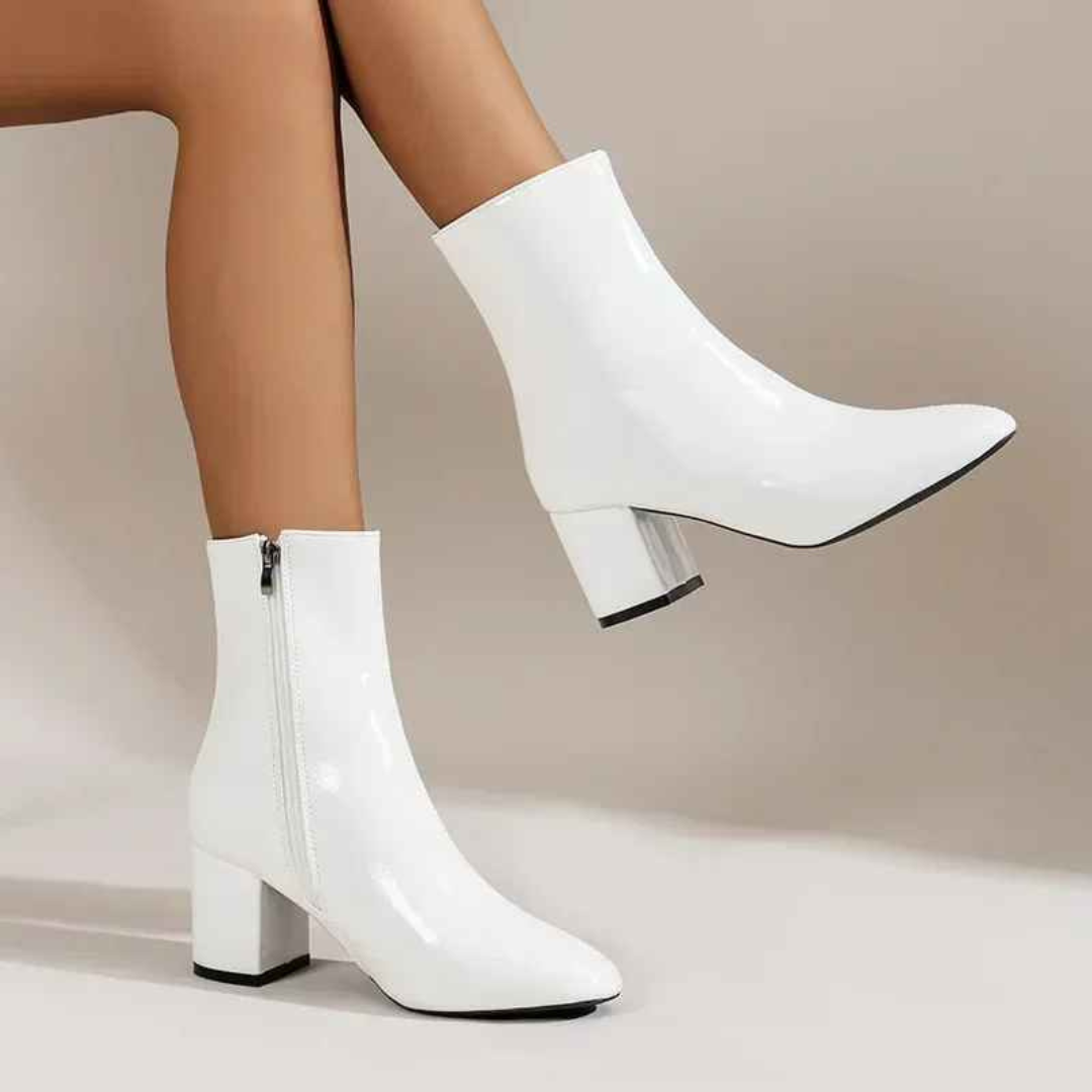 Women's Ankle Boots – Pointed Toe Side Zipper Stretch Design with Mid Heel – Multiple Colours