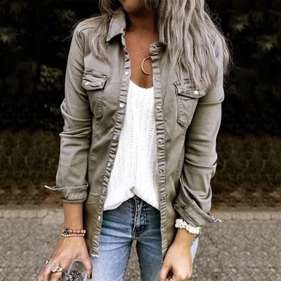 Women’s Longline Denim Jacket – Relaxed Fit Shirt Style – Button Front – Versatile Casual Outerwear – Multiple Colours