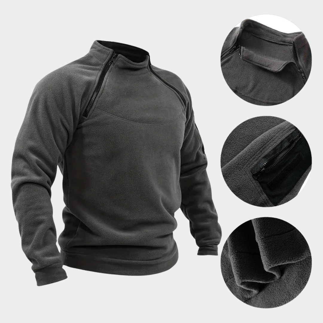 Men Tactical Fleece Pullover – Outdoor Windproof Thermal Hiking Jacket with Warm Fluffy Lining – Multiple Colours